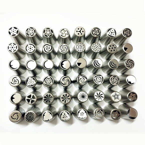 48 Pieces / Set Russian Stainless Steel Icing Piping Nozzles Tips