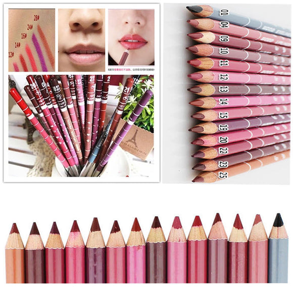 12Pcs/set Waterproof Lip Liner Pencil 15cm