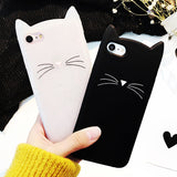 For Samsung Galaxy S6 S6 Edge S7 Edge S8 S8Plus Case Cute 3D Black beard Cat Ears Animal Cartoon Capa Soft Silicone Phone Cases