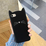 For Samsung Galaxy S6 S6 Edge S7 Edge S8 S8Plus Case Cute 3D Black beard Cat Ears Animal Cartoon Capa Soft Silicone Phone Cases