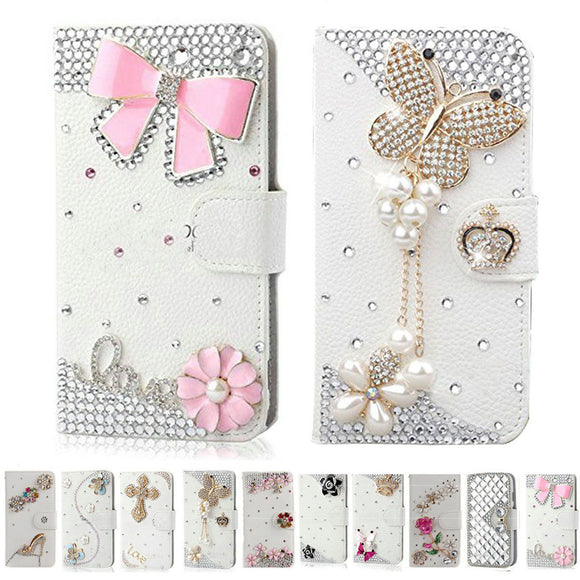Handmade Bling Diamond Rhinestone PU Leather Filp Cover Wallet Case for Samsung S3 S4 S5 S6 S7 S7edge for iphone 5s 6 6s 7 plus