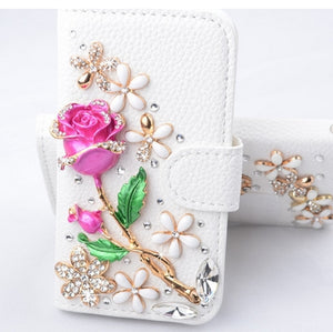 Handmade Bling Diamond Rhinestone PU Leather Filp Cover Wallet Case for Samsung S3 S4 S5 S6 S7 S7edge for iphone 5s 6 6s 7 plus