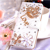 Handmade Bling Diamond Rhinestone PU Leather Filp Cover Wallet Case for Samsung S3 S4 S5 S6 S7 S7edge for iphone 5s 6 6s 7 plus