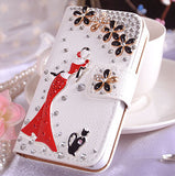 Handmade Bling Diamond Rhinestone PU Leather Filp Cover Wallet Case for Samsung S3 S4 S5 S6 S7 S7edge for iphone 5s 6 6s 7 plus