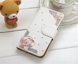 Handmade Bling Diamond Rhinestone PU Leather Filp Cover Wallet Case for Samsung S3 S4 S5 S6 S7 S7edge for iphone 5s 6 6s 7 plus