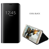 For Samsung Galaxy Note 8 S8 S7 S6 edge Case Luxury Flip Stand Clear View Smart Mirror Phone Case For iphone X 7 8 6S Plus Cover
