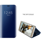 For Samsung Galaxy Note 8 S8 S7 S6 edge Case Luxury Flip Stand Clear View Smart Mirror Phone Case For iphone X 7 8 6S Plus Cover