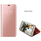 For Samsung Galaxy Note 8 S8 S7 S6 edge Case Luxury Flip Stand Clear View Smart Mirror Phone Case For iphone X 7 8 6S Plus Cover