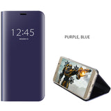 For Samsung Galaxy Note 8 S8 S7 S6 edge Case Luxury Flip Stand Clear View Smart Mirror Phone Case For iphone X 7 8 6S Plus Cover