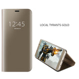 For Samsung Galaxy Note 8 S8 S7 S6 edge Case Luxury Flip Stand Clear View Smart Mirror Phone Case For iphone X 7 8 6S Plus Cover