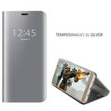 For Samsung Galaxy Note 8 S8 S7 S6 edge Case Luxury Flip Stand Clear View Smart Mirror Phone Case For iphone X 7 8 6S Plus Cover