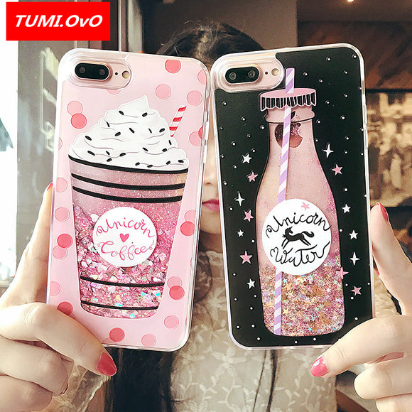 Glitter Ice Cream Phone Case For iPhone 5 /  5S / 5SE / 6 / 6S / 7 / 8 Plus / X
