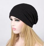 Black knitted beanie bun